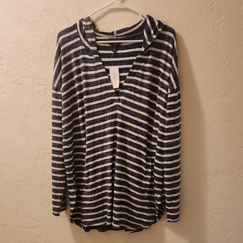 Banana Republic Hooded Striped Tunic Shirt with Pockets size XL